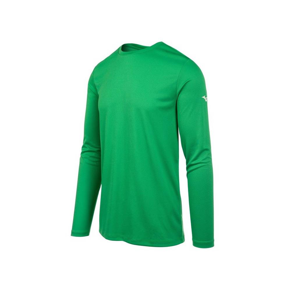 Camisetas Mizuno Long Sleeve Para Hombre Verdes 3754126-BM